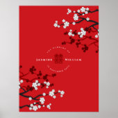Cherry Blossom & Double Happiness Chinese Wedding Poster (Voorkant)