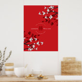 Cherry Blossom & Double Happiness Chinese Wedding Poster (Keuken)