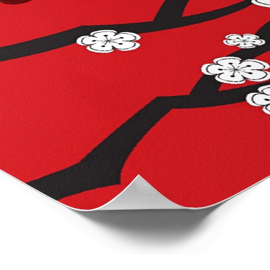 Cherry Blossom & Double Happiness Chinese Wedding Poster (Hoek)