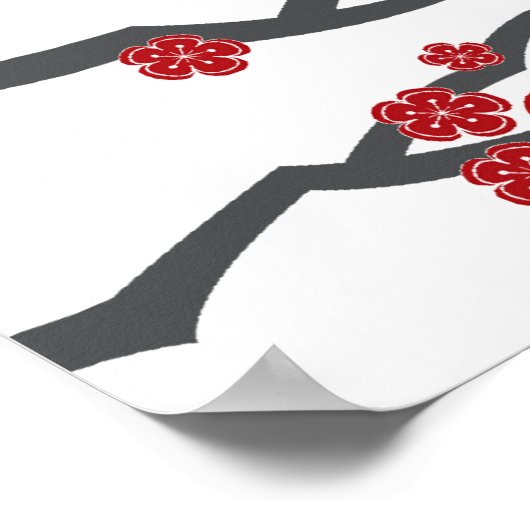 Cherry Blossom & Double Happiness Chinese Wedding Poster (Hoek)