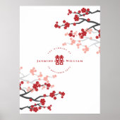 Cherry Blossom & Double Happiness Chinese Wedding Poster (Voorkant)