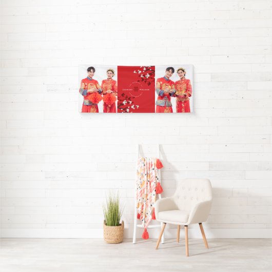 Cherry Blossom & Double Happiness Chinese Wedding Spandoek (Insitu)