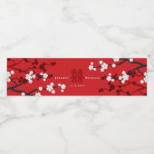 Cherry Blossom & Double Happiness Chinese Wedding Waterfles Etiket (Enkel label)