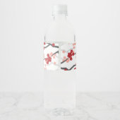 Cherry Blossom & Double Happiness Chinese Wedding Waterfles Etiket (Achterkant)