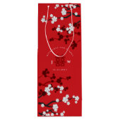 Cherry Blossom & Double Happiness Chinese Wedding Wijn Cadeautas (Achterkant)