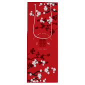 Cherry Blossom & Double Happiness Chinese Wedding Wijn Cadeautas (Voorkant)