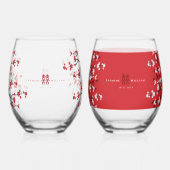 Cherry Blossom & Double Happiness Chinese Wedding Wijnglas Zonder Voet (Achterkant)