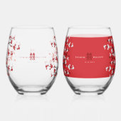 Cherry Blossom & Double Happiness Chinese Wedding Wijnglas Zonder Voet (Voorkant)