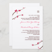 Cherry Blossom Double Happiness Invitation Kaart (Voorkant / Achterkant)
