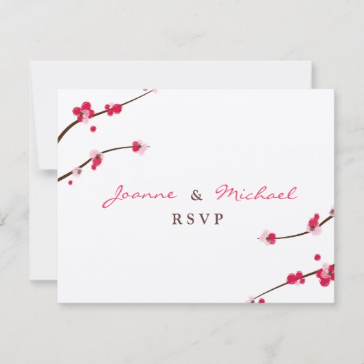 Cherry Blossom Double Happiness RSVP Card (Voorkant)