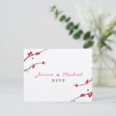 Cherry Blossom Double Happiness RSVP Card (Staand voorkant)