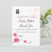 Cherry Blossom Double Happiness Wedding Collectie Kaart (Staand voorkant)