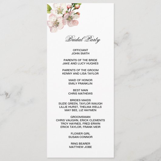 Cherry Blossom Double Sided Flat Program Programmakaart (Achterkant)