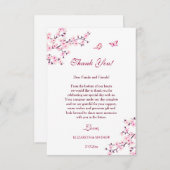 Cherry Blossom Downloadable Weddenschap Bedankt Kaart (Voorkant / Achterkant)