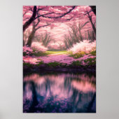 Cherry Blossom Dreamweaver bij de rivier Poster (Voorkant)