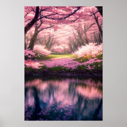Cherry Blossom Dreamweaver bij de rivier Poster (Voorkant)