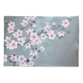 Cherry Blossom Dusky Pink Grayish Blue Floral Kussensloop (Achterkant-Links)
