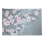 Cherry Blossom Dusky Pink Grayish Blue Floral Kussensloop (Achterkant-Rechts)