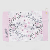 Cherry Blossom Dusky Pink Mauve Monogram Golfhanddoek (Horizontaal)