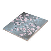 Cherry Blossom Dusky Pink Slate Blue Floral Tegeltje (Zijkant)