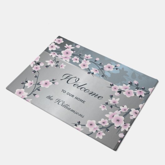 Cherry Blossom Dusky Pink Welkom Deurmat (Schuin)