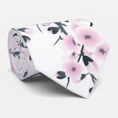 Cherry Blossom Dusky Pink White Floral Stropdas (Opgerold)
