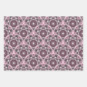 Cherry Blossom Dusky Roos Dot Mandala Art Deco Inpakpapier Vel (Voorkant)