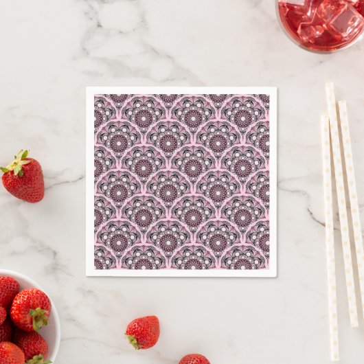 Cherry Blossom Dusky Roos Dot Mandala Art Deco Servet (Insitu)