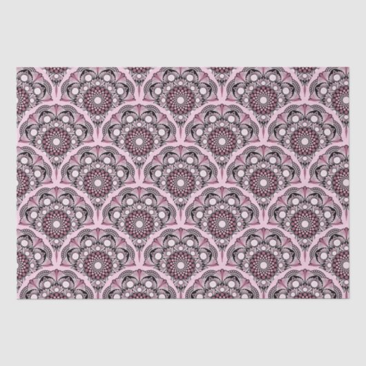 Cherry Blossom Dusky Roos Dot Mandala Art Deco Tissuepapier (Voorkant)