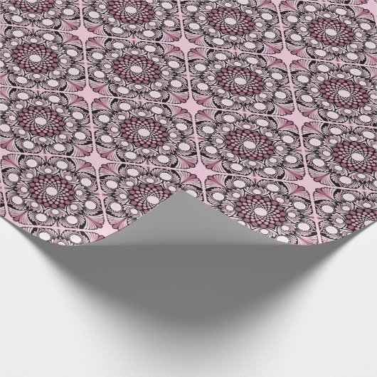 Cherry Blossom Dusky Roos Dot Mandala Diamond Tege Cadeaupapier (Hoek)