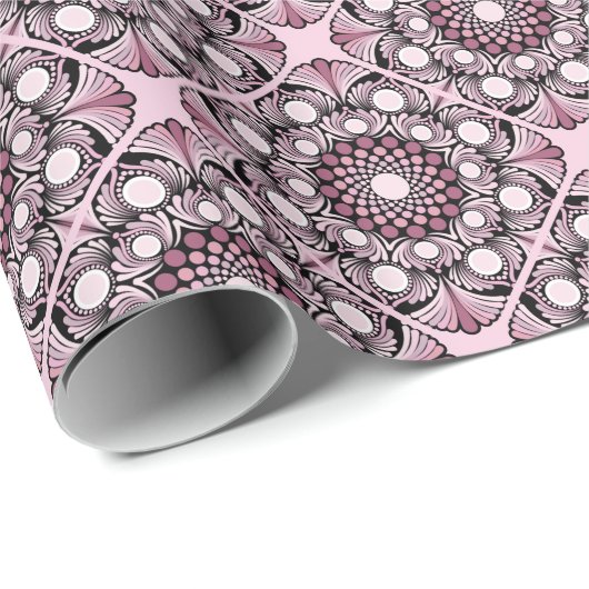 Cherry Blossom Dusky Roos Dot Mandala Diamond Tege Cadeaupapier (Rol Hoek)