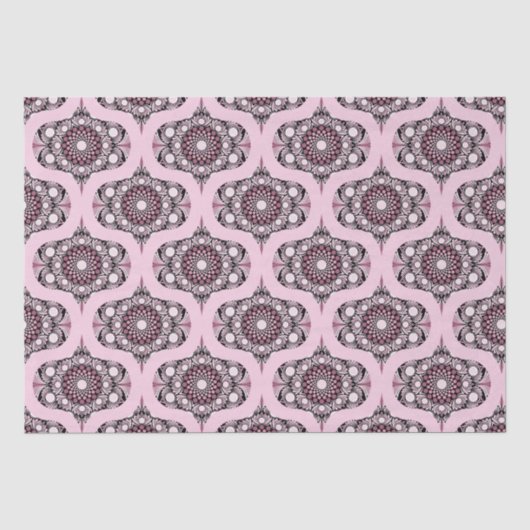 Cherry Blossom Dusky Roos Dot Mandala Retro Ogee Tissuepapier (Voorkant)