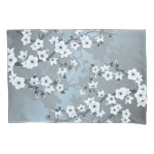 Cherry Blossom | Dusty Blue Floral Kussensloop (Voorkant)