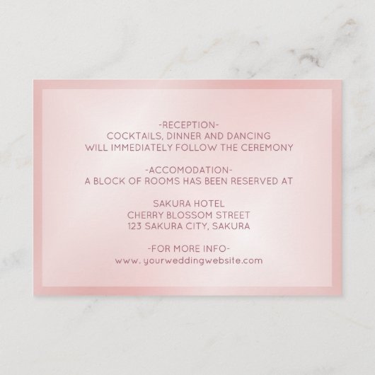 Cherry Blossom Dusty Pink Informatiekaartje (Achterkant)