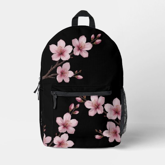 Cherry Blossom DUSTY Roze Zwart Monogram Bedrukte Rugzak (Voorkant)