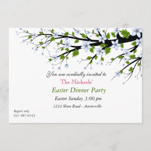 Cherry Blossom Easter Dinner Party Invitation Kaart