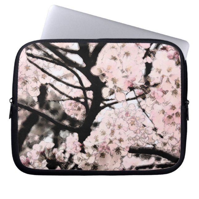 Cherry Blossom Edited Laptop Sleeve (Voorkant)