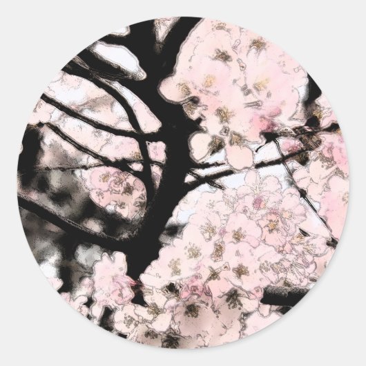 Cherry Blossom Edited Ronde Sticker (Voorkant)