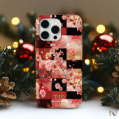 Cherry Blossom Elegance – Rood & Goud Bloemen Char Case-Mate iPhone Case