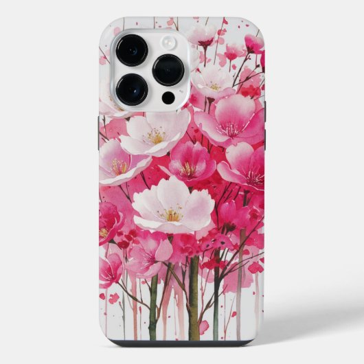 Cherry Blossom Elegance - Waterverf Floral Design iPhone Hoesje (Achterkant)