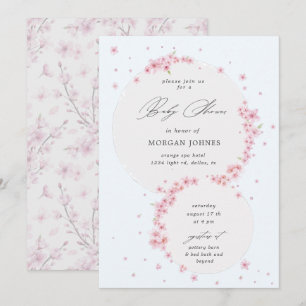 cherry blossom elegant baby shower suitnodiging