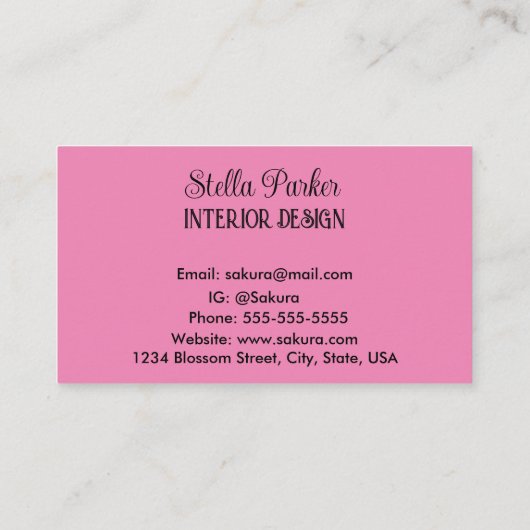 Cherry Blossom Elegant Floral Spring Visitekaartje (Achterkant)