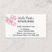 Cherry Blossom Elegant Floral Spring Visitekaartje (Achterkant)