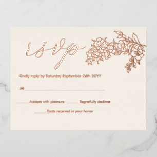 Cherry Blossom Elegant REAL Roos Gold RSVP-kaarten Folie Uitnodiging Briefkaart