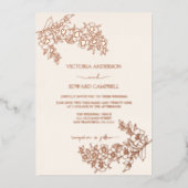 Cherry Blossom Elegant REAL Roos Gold Wedding Folie Uitnodiging (Voorkant)