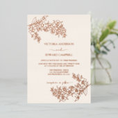 Cherry Blossom Elegant REAL Roos Gold Wedding Folie Uitnodiging (Staand Voorkant)