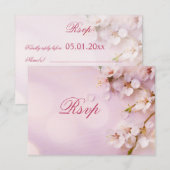 Cherry Blossom Elegant RSVP-kaarten voor bruiloft RSVP Kaartje (Voorkant / Achterkant)