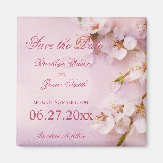 Cherry Blossom Elegant Save the Date Magnets Magneet (Voorkant)