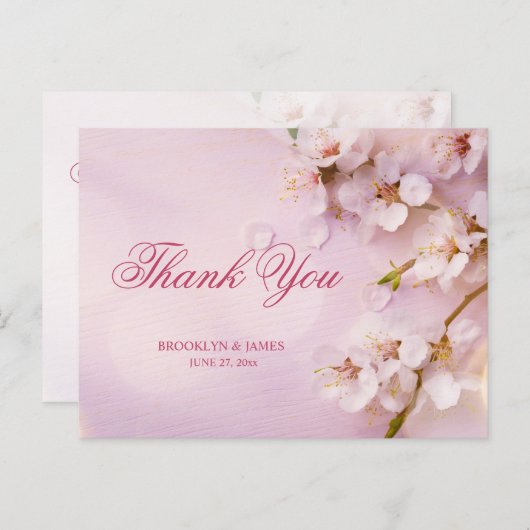 Cherry Blossom Elegant Wedding Bedankt Briefkaarte Briefkaart (Voorkant / Achterkant)