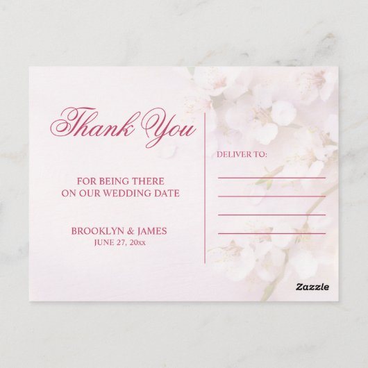 Cherry Blossom Elegant Wedding Bedankt Briefkaarte Briefkaart (Achterkant)